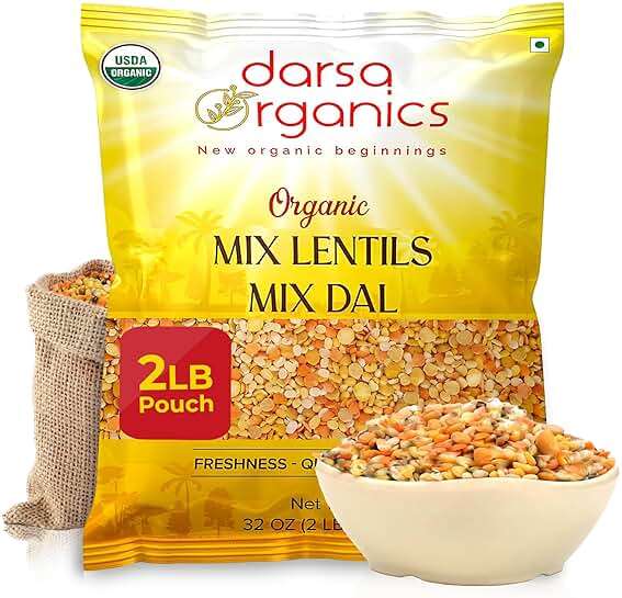 Darsa Organics Mixed Lentils (Panchratna Dal) 2lb | USDA Organic, Non-GMO, Kosher | Superfood Rich in Protein & Fiber | Great for Soup Mix, Stews, & Curries - Image 1