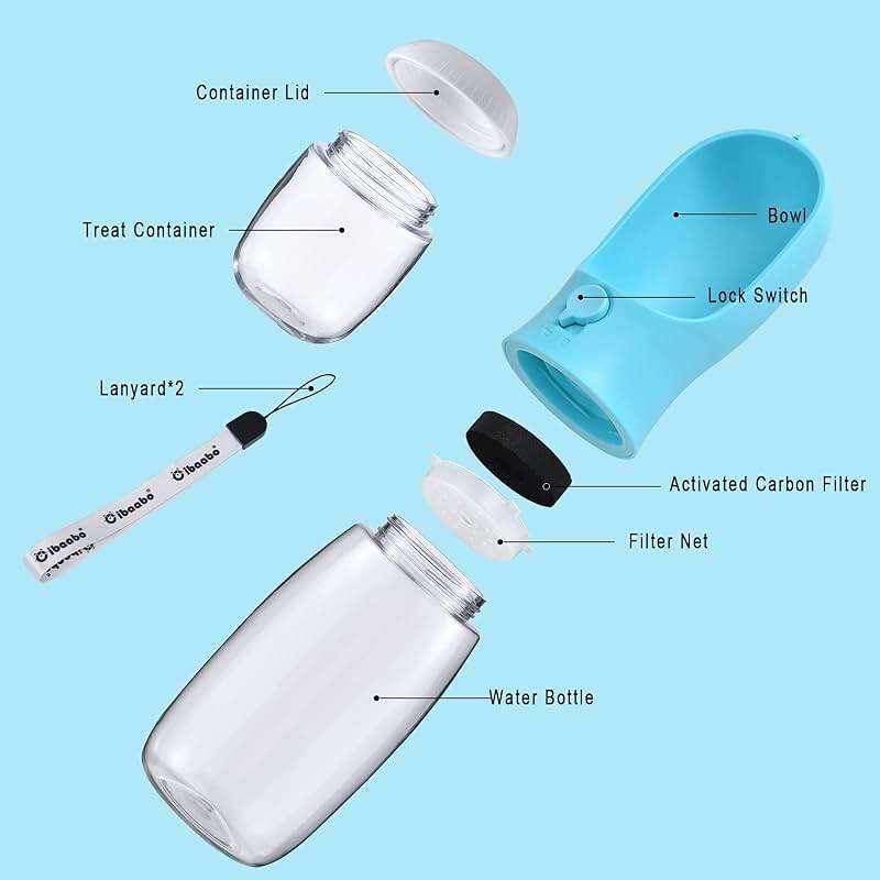 Cibaabo Dog Water Bottle with Food Container, Travel Puppy Water Bowl, Portable Pet Dispenser, Dog Stuff Accessories Items, Puppy Essentials Necessities for Yorkie Chihuahua Cat Walking and Hiking - Image 3