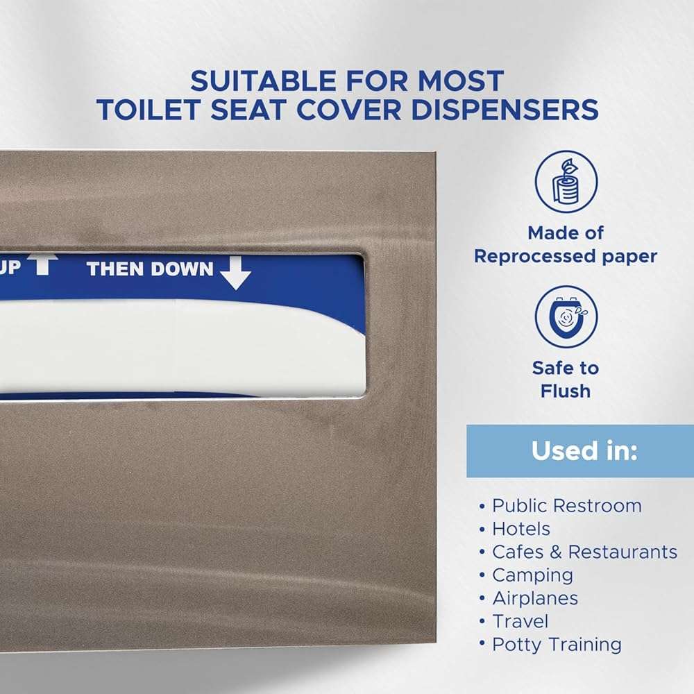 MED PRIDE Eco-Friendly Bathroom Protector Sheets - Septic Safe-Disposable Toilet Seat Covers [Pack of 250] - Flushable Toilet Seat Covers For Travel & Public Restrooms- White half-fold liners - Image 4