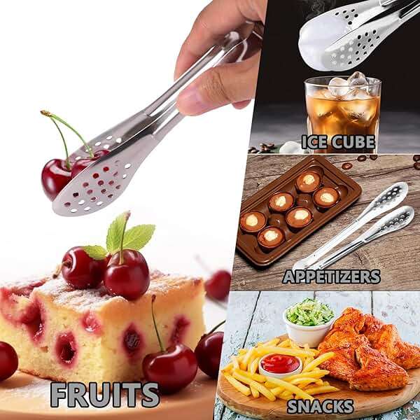 10PCS Serving Tongs, Small Kitchen Tongs,XEVOM Stainless Steel small Appetizer Tongs Mini Sugar Ice (5 Inch) - Image 5