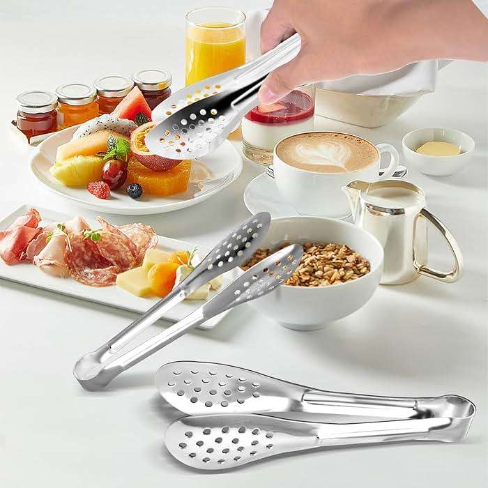 10PCS Serving Tongs, Small Kitchen Tongs,XEVOM Stainless Steel small Appetizer Tongs Mini Sugar Ice (5 Inch) - Image 8