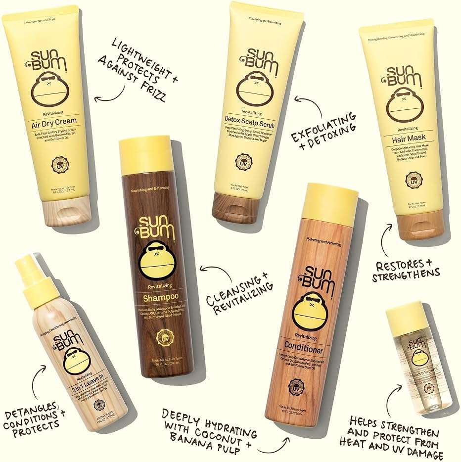 Sun Bum Sun Bum Revitalizing Shampoo and Conditioner Vegan and Cruelty Free Hydrating, Moisturizing and Shine Enhancing Hair Wash 10 Ounce Each - Image 5