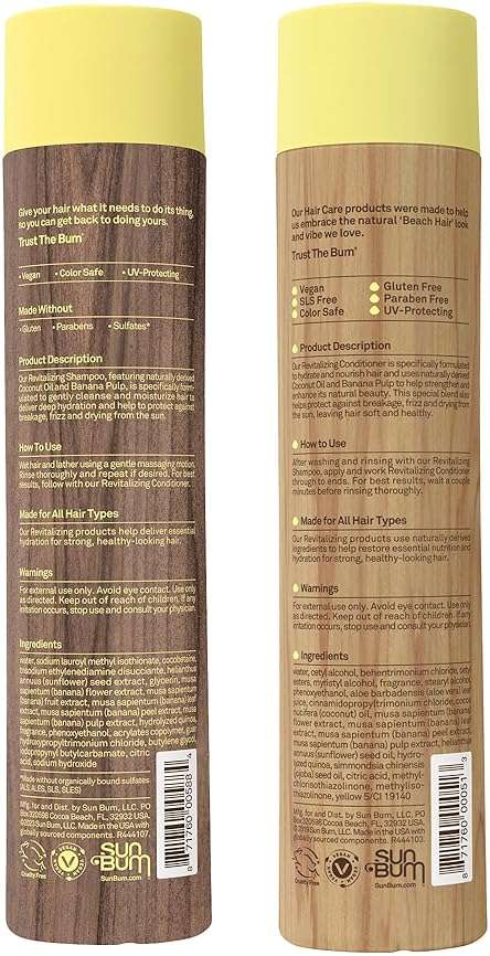 Sun Bum Sun Bum Revitalizing Shampoo and Conditioner Vegan and Cruelty Free Hydrating, Moisturizing and Shine Enhancing Hair Wash 10 Ounce Each - Image 9