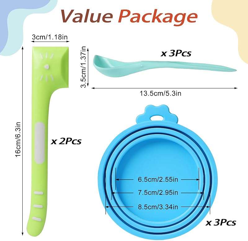 Ainvhh 8 PACK Can Lids, Pet Food Can Cover and Food Mixing Spoons Food Canned Scoop, Fits Most Standard Size Dog and Cat Can Tops for Pet Cat Dog Feeding Can and Wet Food Storage - Image 2
