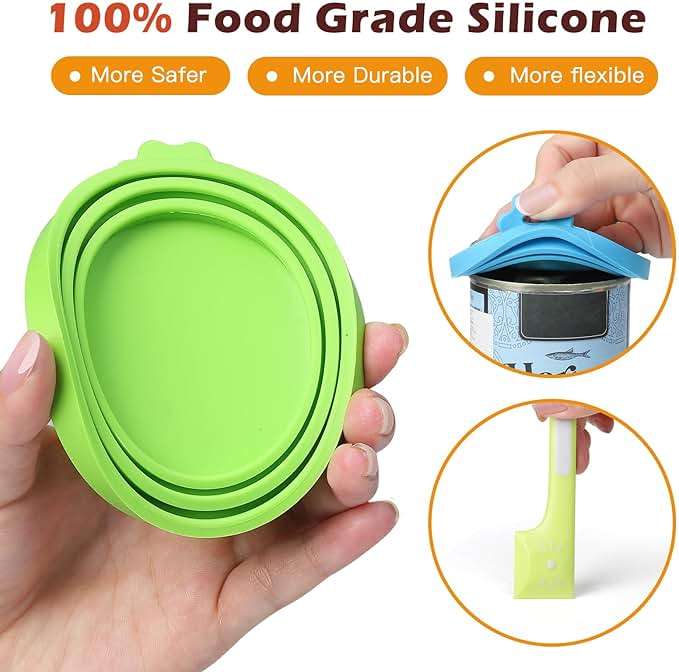 Ainvhh 8 PACK Can Lids, Pet Food Can Cover and Food Mixing Spoons Food Canned Scoop, Fits Most Standard Size Dog and Cat Can Tops for Pet Cat Dog Feeding Can and Wet Food Storage - Image 3