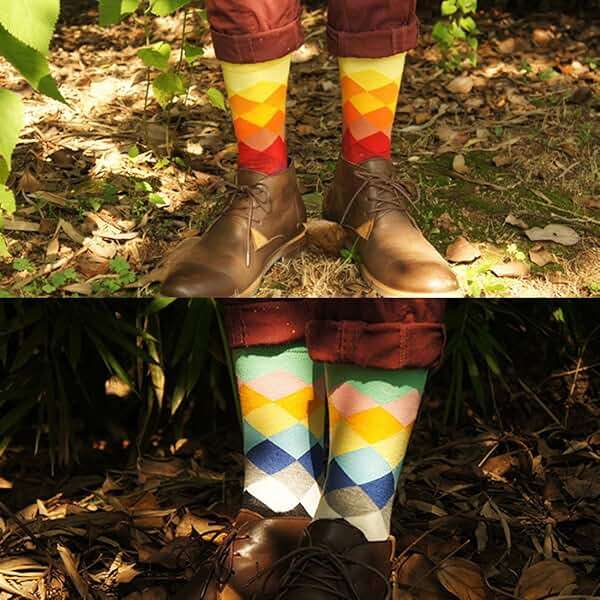 HSELL Funny Mens Colorful Dress Socks Crazy Design Argyle Striped Funky Pattern Cotton Socks for Men Gfits - Image 2