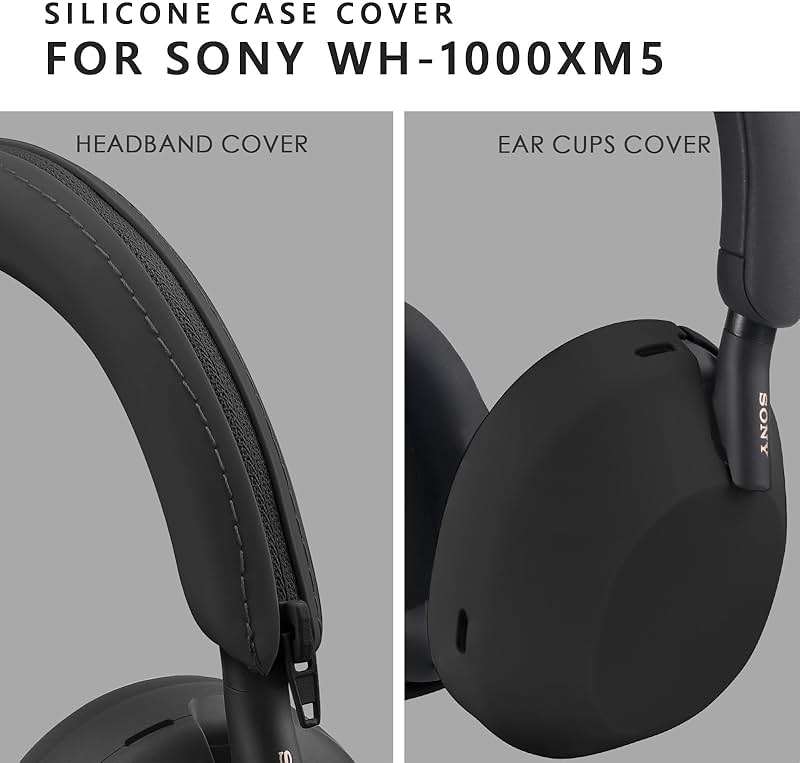 Silicone Case for Sony WH-1000XM5, Sony xm5 Wireless Headphones Protective case Cover,Black - Image 4