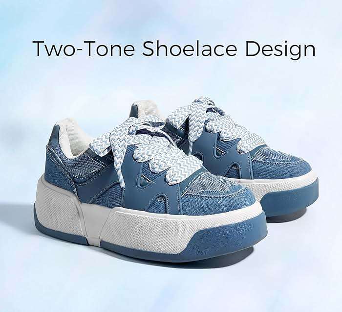 LUCKY STEP Women’s Platform Fashion Sneakers Lace up Casual Faux Leather Comfortable Thick Sole Tennis Walking Shoes - Image 3