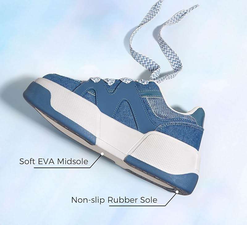 LUCKY STEP Women’s Platform Fashion Sneakers Lace up Casual Faux Leather Comfortable Thick Sole Tennis Walking Shoes - Image 5