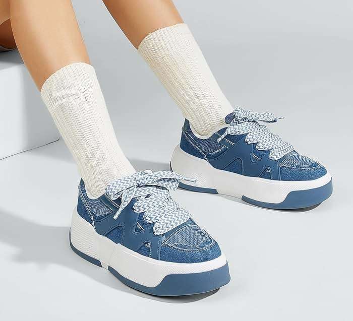 LUCKY STEP Women’s Platform Fashion Sneakers Lace up Casual Faux Leather Comfortable Thick Sole Tennis Walking Shoes - Image 6