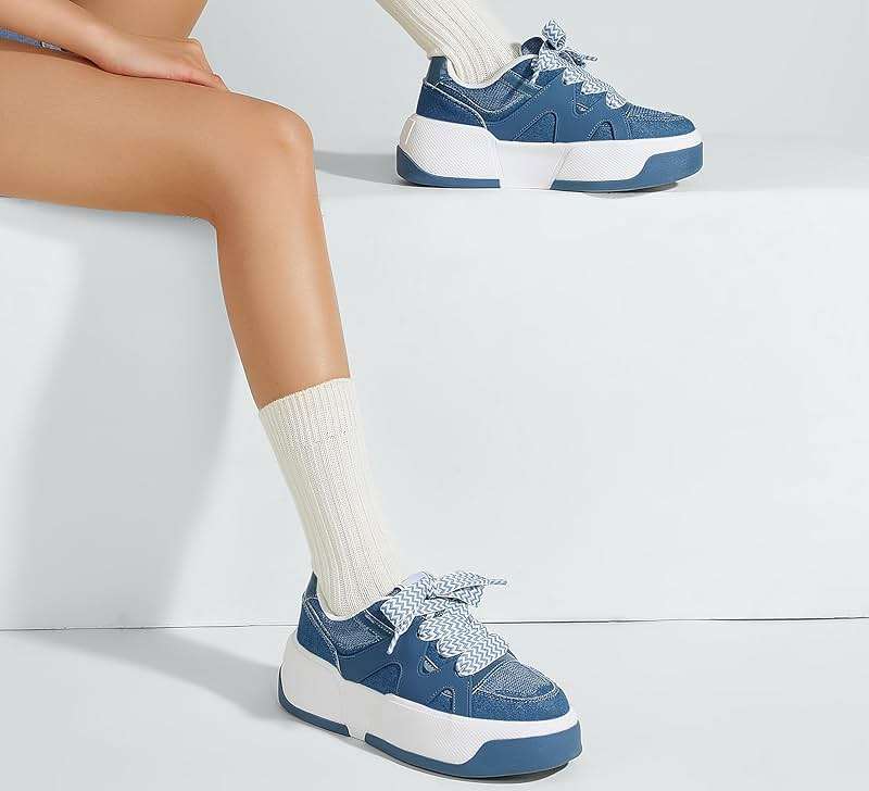 LUCKY STEP Women’s Platform Fashion Sneakers Lace up Casual Faux Leather Comfortable Thick Sole Tennis Walking Shoes - Image 8