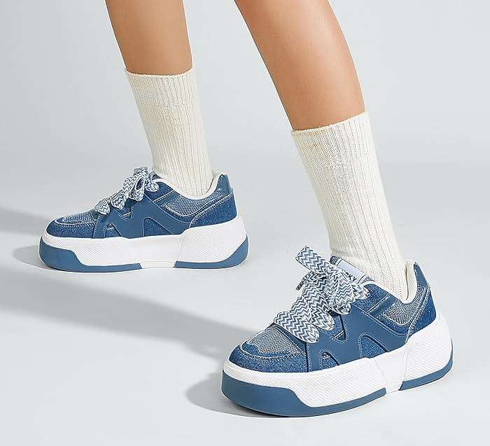 LUCKY STEP Women’s Platform Fashion Sneakers Lace up Casual Faux Leather Comfortable Thick Sole Tennis Walking Shoes - Image 9