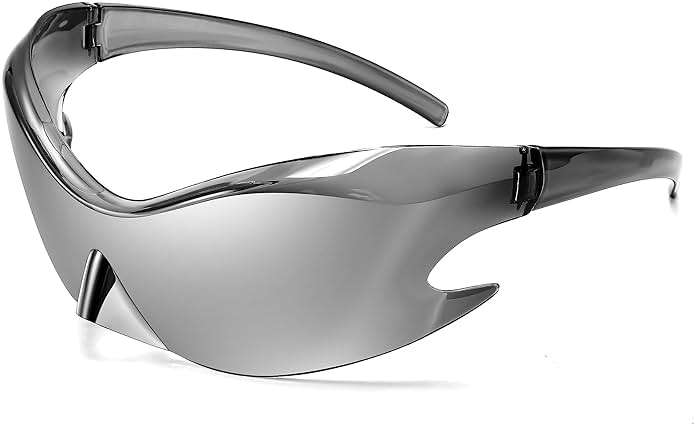 FEISEDY Futuristic Sunglasses, Fashion Alien Y2K Wrap Around for Women Men B4135 - Image 2