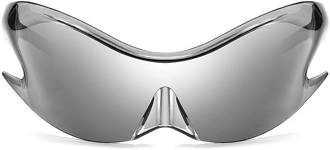 FEISEDY Futuristic Sunglasses, Fashion Alien Y2K Wrap Around for Women Men B4135 - Image 3