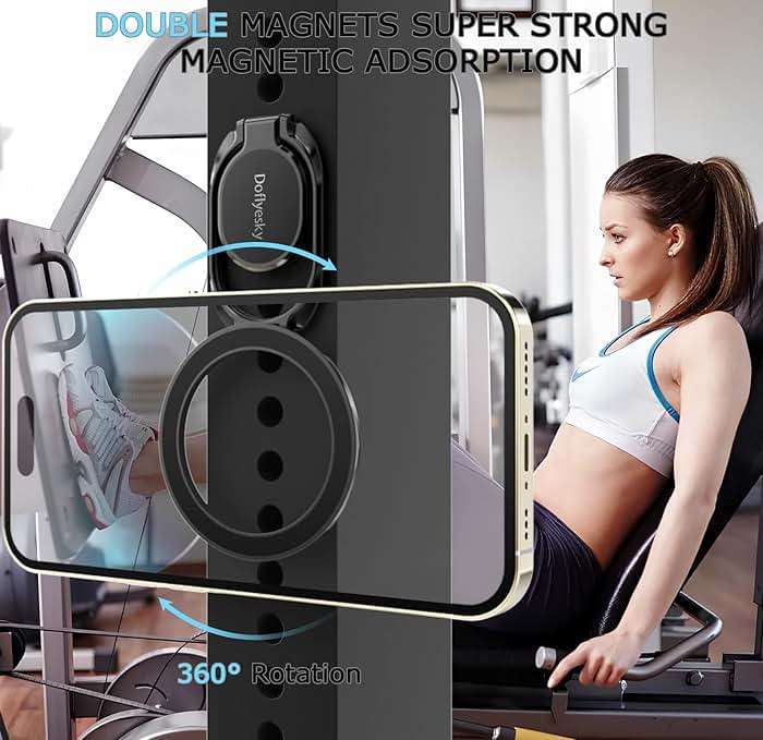 Doflyesky Magnetic Phone Ring Holder with Magsafe, Double Adjustable Gym Finger Ring Grip, Removable Phone Grip, for iPhone, iPad and Smartphones, Compatible with Magnetic Car Mount (Colorful) - Image 3