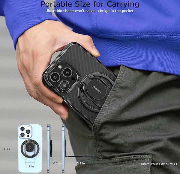 Doflyesky Magnetic Phone Ring Holder with Magsafe, Double Adjustable Gym Finger Ring Grip, Removable Phone Grip, for iPhone, iPad and Smartphones, Compatible with Magnetic Car Mount (Colorful) - Image 8