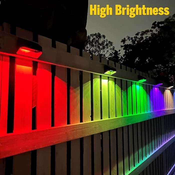 Brighter Solar Fence Lights,Solar Lights Outdoor Waterproof,Warm White and RGB 8 Colors,Dusk to Dawn Deck Light, Outdoor Lighting for Backyard/Railing/Wall/Step/Patio（12 Pack,Black） - Image 2