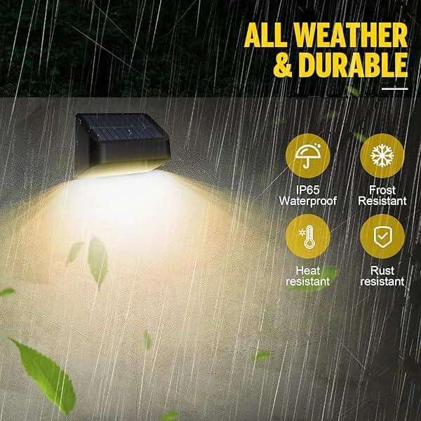 Brighter Solar Fence Lights,Solar Lights Outdoor Waterproof,Warm White and RGB 8 Colors,Dusk to Dawn Deck Light, Outdoor Lighting for Backyard/Railing/Wall/Step/Patio（12 Pack,Black） - Image 6