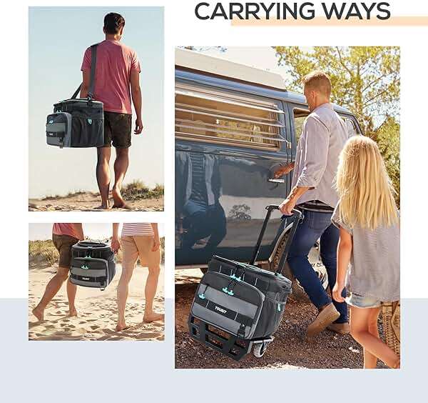 TOURIT Collapsible Cooler with Wheels, Insulated Rolling Cooler with All-Terrain Cart, Waterproof Soft Sided Cooler Bag for Beach, Picnic, Camping, Shopping, Travel - Image 7