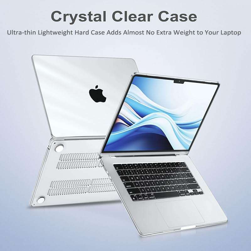 MOSISO Compatible with MacBook Air 15 inch Case M5 2026 M4 2025 M3 M2 2024 2023 A3448 A3241 A3114 A2941, Hard Shell&Keyboard Cover&Screen Film&Type C, Great for Study Travel Work, Crystal Clear - Image 8