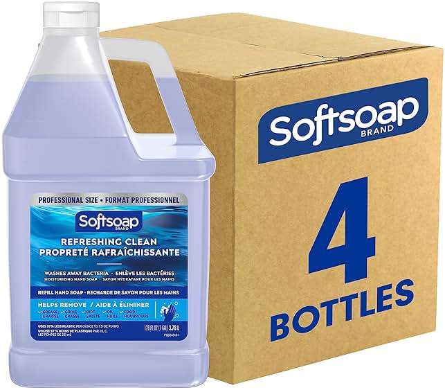 Softsoap Antibacterial Liquid Hand Soap Refill, Refreshing Clean, Moisturizing Hand Soap, 1 Gallon (Pack of 4) - Image 1