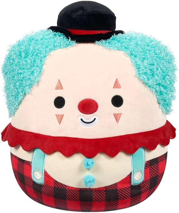 Squishmallows Original 12-Inch Ukee Clown with Teal Hair and Black Bowler Hat - Official Jazwares Plush - Image 1
