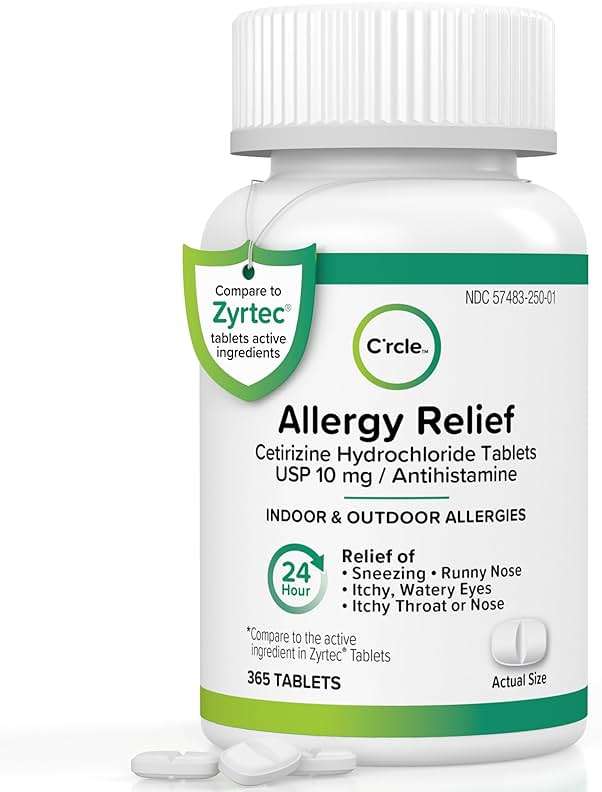 Cetirizine HCL 10mg 365 Tablets - Allergy Pills Non Drowsy & 24 Hour Allergy Medicine - Antihistamine Runny Nose, Itchy & Watery Eyes - Image 1