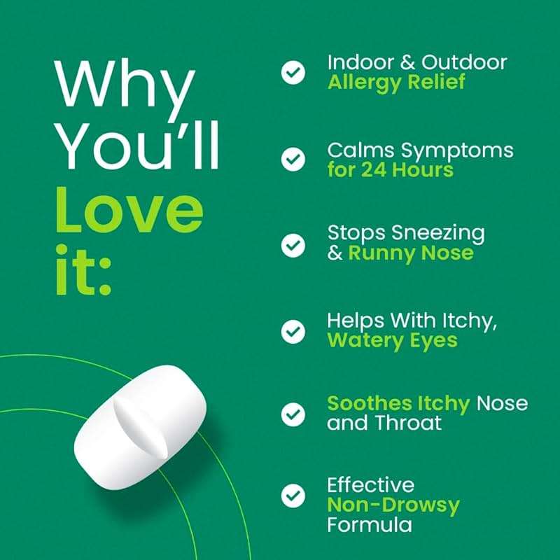 Cetirizine HCL 10mg 365 Tablets - Allergy Pills Non Drowsy & 24 Hour Allergy Medicine - Antihistamine Runny Nose, Itchy & Watery Eyes - Image 2