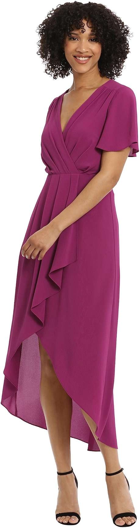 Maggy London Women's Women's Dresses Faux Wrap High-Low Dress with Pleat Details Event Occasion Date Guest of Wedding - Image 2