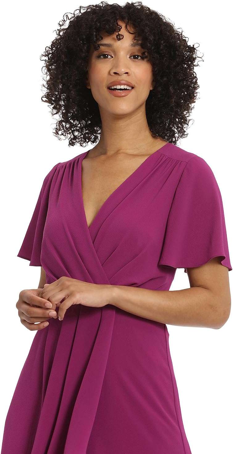 Maggy London Women's Women's Dresses Faux Wrap High-Low Dress with Pleat Details Event Occasion Date Guest of Wedding - Image 4
