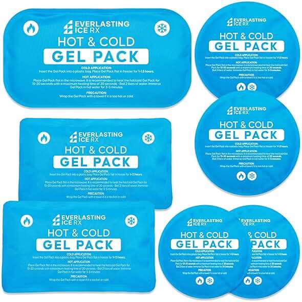 Reusable Hot and Cold Gel Ice Packs for Injuries - 7 Pack Variety Gel Ice Pack Set - Hot and Cold Therapy Solution for Injuries, Cold Packs for Pain Relief - Ice Packs for Injuries Reusable - Image 1