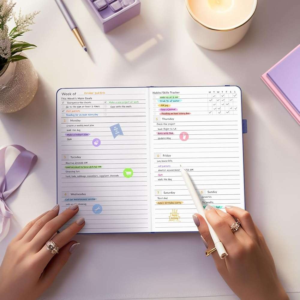 Undated Weekly Planner for 2026, Forvencer Simplified Weekly & Monthly Calendar Planner, Cute Daily Organizer Notebook, Agenda Journal to Track Goals & Tasks, Start Anytime, A5 Size, Olive Green - Image 7