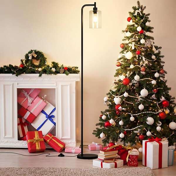 Ziisee Industrial Floor Lamp with Glass Shade - Black, LED Bulbs, Foot Pedal Switch, Easy Assembly - Image 8