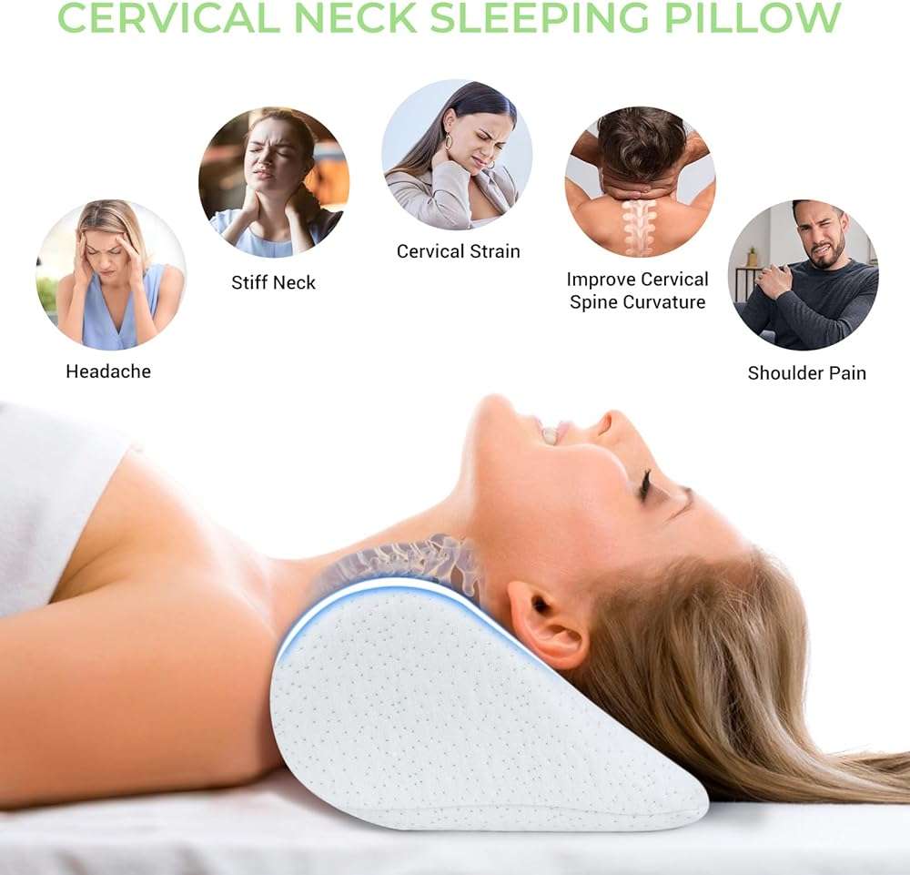 COOLBEBE Cervical Neck Pillows 2PCS, Memory Foam Neck Roll Pillows for Sleeping, Ergonomic Bolster Pillow for Bed, Sofa, Car Seat, Spine Support for Back Sleepers (2 Pack) - Image 4