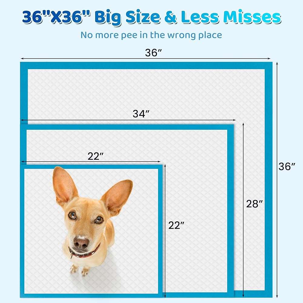 Upgrade Leak-Proof Pet Training and Puppy Pads, Jumbo Pee Pads for Dogs with Thicken Polymer Heavy Absorbency, Quick Dry Disposable Pee Pads for Cats Dogs - Image 5