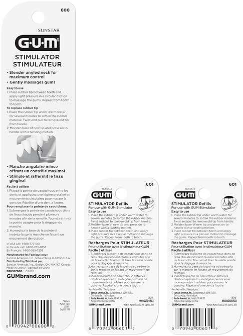 GUM Stimulator Permanent Handle with Rubber Tip, Long-Handled Stimulator & Plaque Remover for Teeth Health, 1 Handle + 2 Refill Packs - Image 7