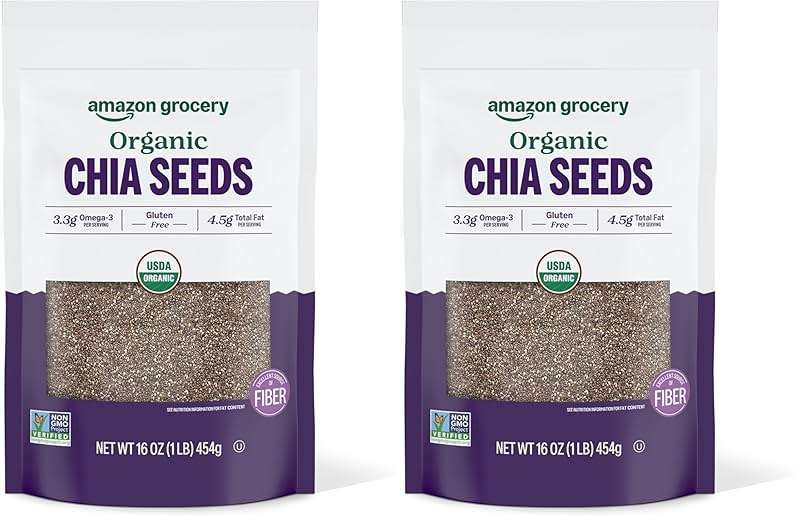 Amazon Grocery, Organic Chia Seeds, 16 Oz (Pack of 2) - Image 1