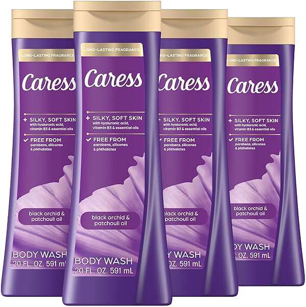 Caress Black Orchid & Patchouli Oil Body Wash, 20 fl oz (4 Pack) | Hyaluronic Acid & Vitamin B3, Moisturized, Silky Soft Skin, Long-Lasting Exotic Fragrance - Image 1