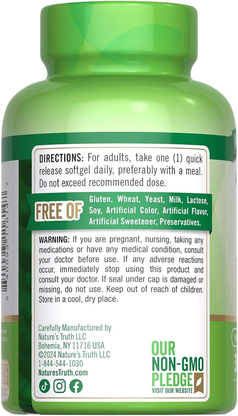 Nature's Truth Vitamin D3 10000 IU Softgels | 300 Count | Extra Strength | Non-GMO & Gluten Free Supplement - Image 7