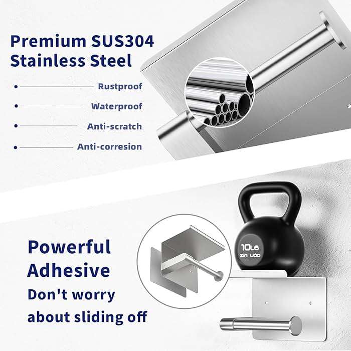 GLNLQ Brushed Nickel Toilet Paper Holder Wall Mount, Fits Mega Rolls Size Sliver Toilet Paper Holder with Shelf, Rustproof Stainless Steel Toilet Paper Roll Holder, Toilet Tissue Holder for Bathroom - Image 4