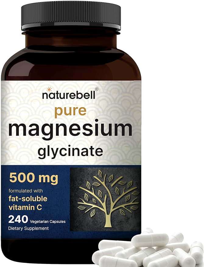 Naturebell Pure Magnesium Glycinate 500mg, 240 Veggie Capsules | 100% Chelated & Purified – 3rd Party Tested | Support Stress Relief, Sleep, Heart Health, Nerves, Muscles, and Metabolism* - Image 1