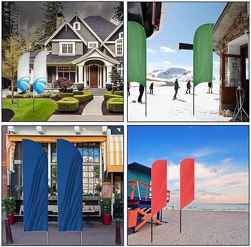KLEXORE & CO Feather Flag Pole Kit 15ft Tall 2 Pack Fits 8-9ft & 11-12ft Feather Flags ONLY 100% Fiberglass Heavy Duty Ground Spike for Business Advertising Swooper Flag Pole Kit - Image 7