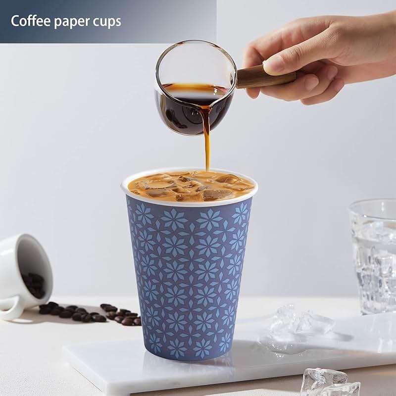 Clawsoff 210 Pack 16 oz Disposable Paper Cups, Hot/Cold Beverage Paper Drinking Cups, Navy Floral Paper Coffee Cups 16 oz for Home-use, Office, Restaurant and Events - Image 2