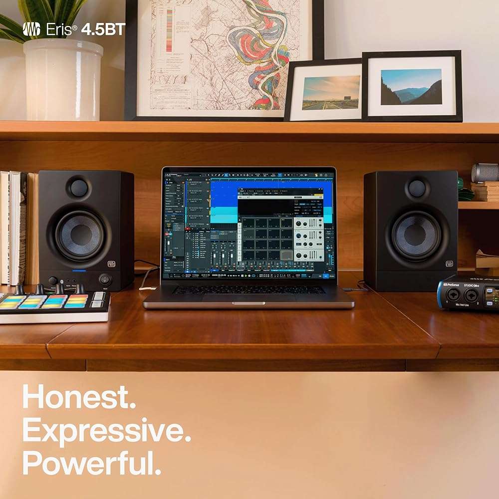 PreSonus Eris 4.5BT Bluetooth Studio Monitors, Pair — 4.5" Inch Powered Bookshelf Speakers, Stereo, Desktop Computer, Near Field Music Production, Audio Mixing Recording - Image 2