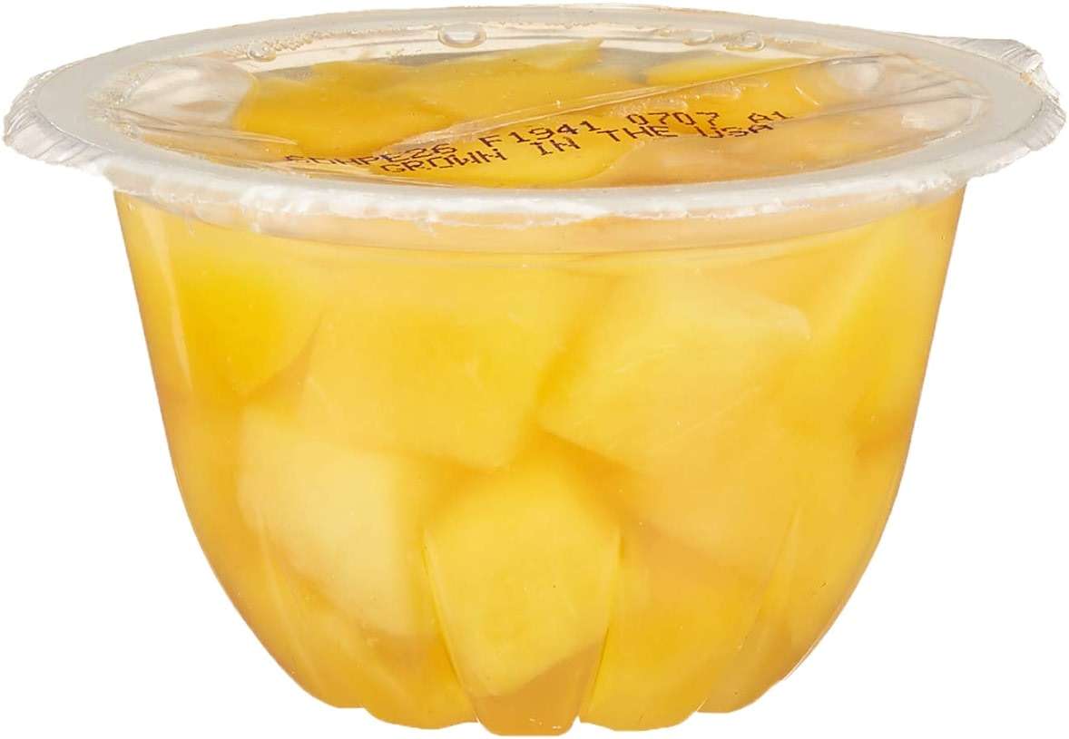 Amazon Fresh, Yellow Cling Diced Peaches in Fruit Juice, 4 Oz Bowls (Previously Happy Belly, Packaging May Vary) (Pack of 8) - Image 3