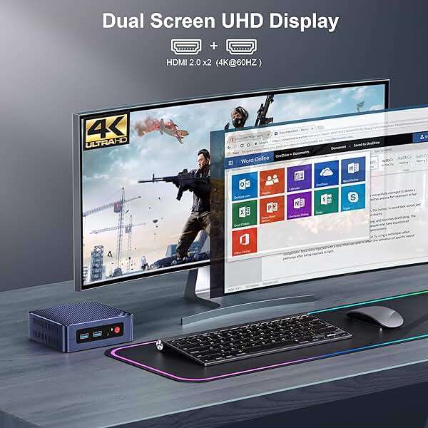 Beelink Mini PC, Mini S12 Intel 12th N95(Up to 3.4GHz), 8GB DDR4 256GB M.2 SSD, Desktop Computers Support 4K Dual HDMI Display/USB3.2/1000Mbps LAN/WOL Home/Office - Image 6