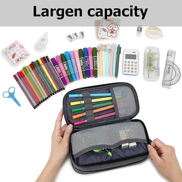 Mountain guest Large Capacity Pencil Case Multi-Slot Pencil Pouch Durable Pencil Box Portable Office Pen Bag with Zipper - Image 4