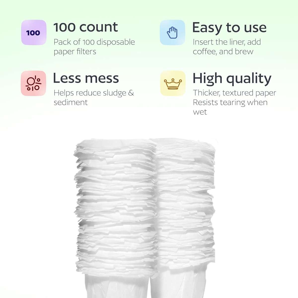 100 Disposable K Cup Filters for Keurig Reusable K Cups, Coffee Paper Liners for Refillable Pods, Smoother Coffee, Less Sediment, Easy Clean Up - Image 3