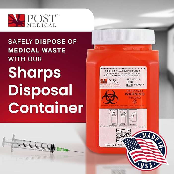 Post Medical - 1.0 Quart Sharps Container - Case of 6, Puncture-Resistant Disposal for Needles & Syringes, Leak-Tight Biohazard Container With Screw Cap Lid, Red - Image 2