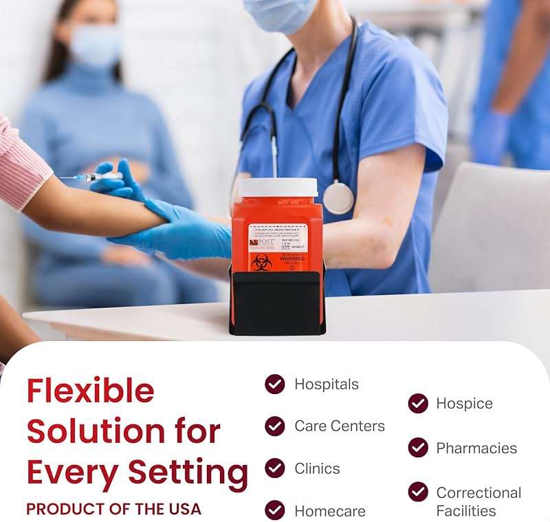 Post Medical - 1.0 Quart Sharps Container - Case of 6, Puncture-Resistant Disposal for Needles & Syringes, Leak-Tight Biohazard Container With Screw Cap Lid, Red - Image 5